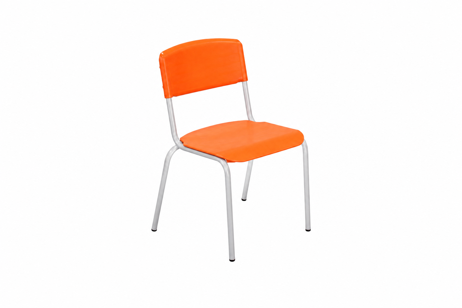 HZ-CB-930 — orange PP stackable chair on a silver steel frame