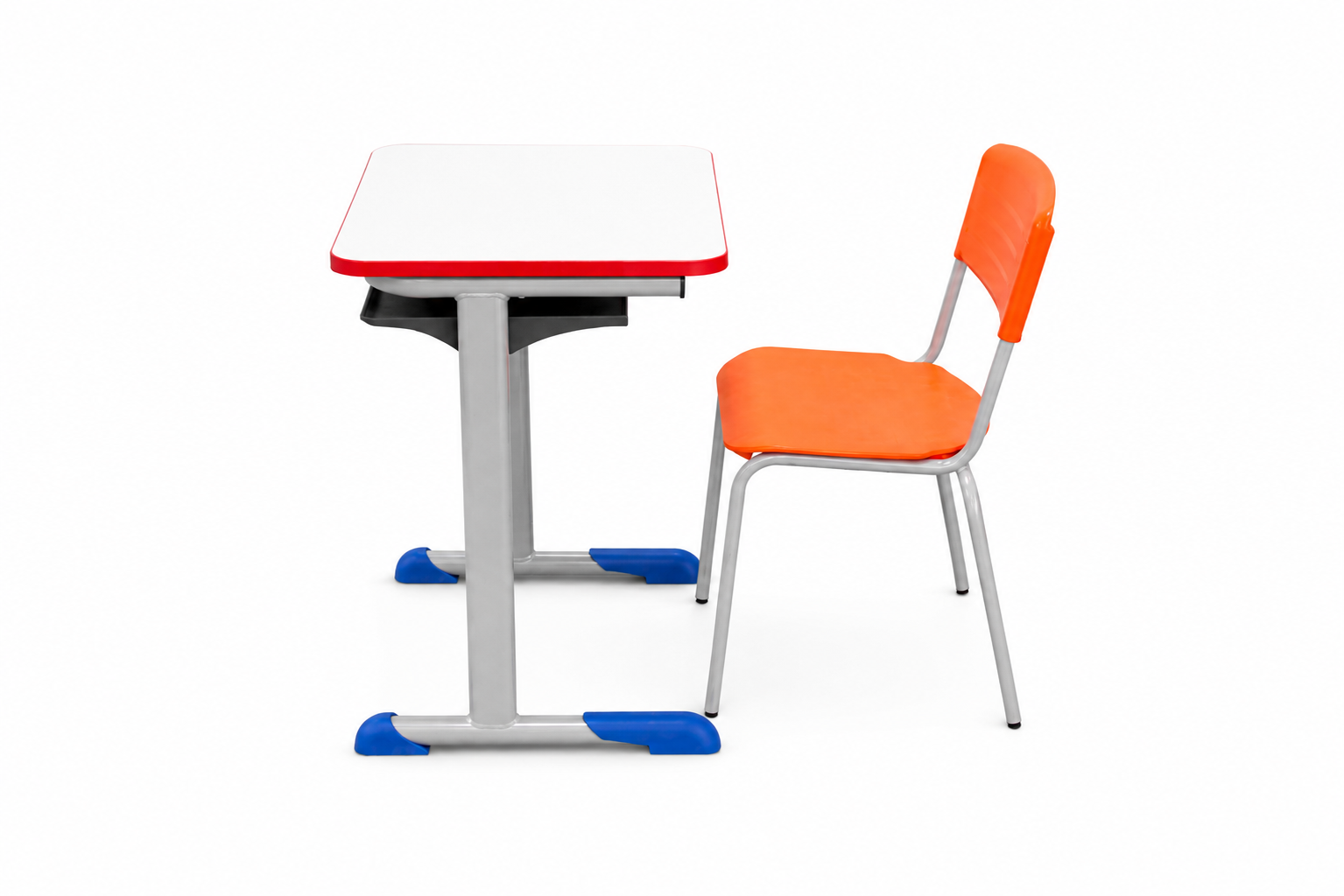 HZ-CB-930 — desk and chair set, side view showing the under-desk book box