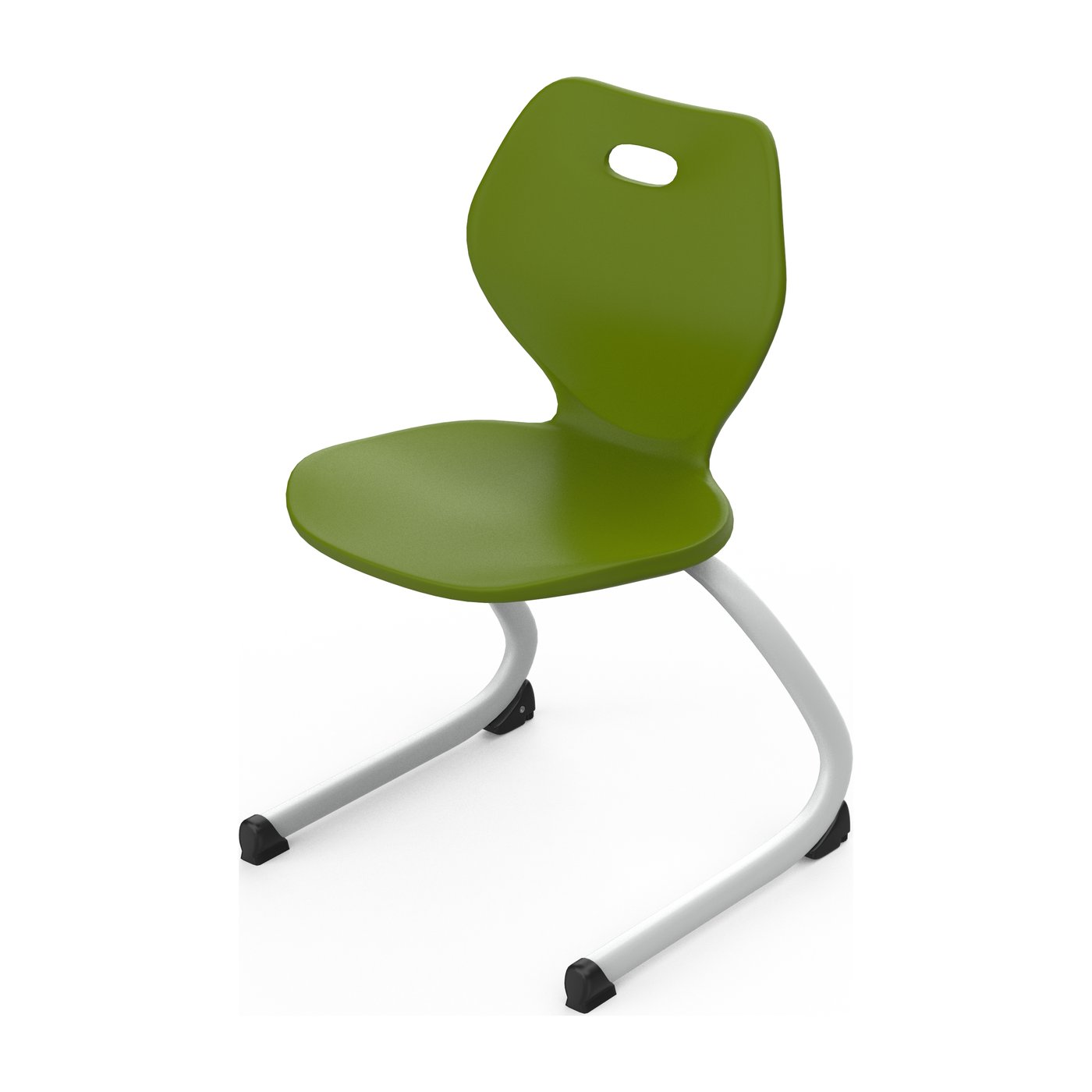 HZ-CF-910 — green PP cantilever chair with handle-cutout back