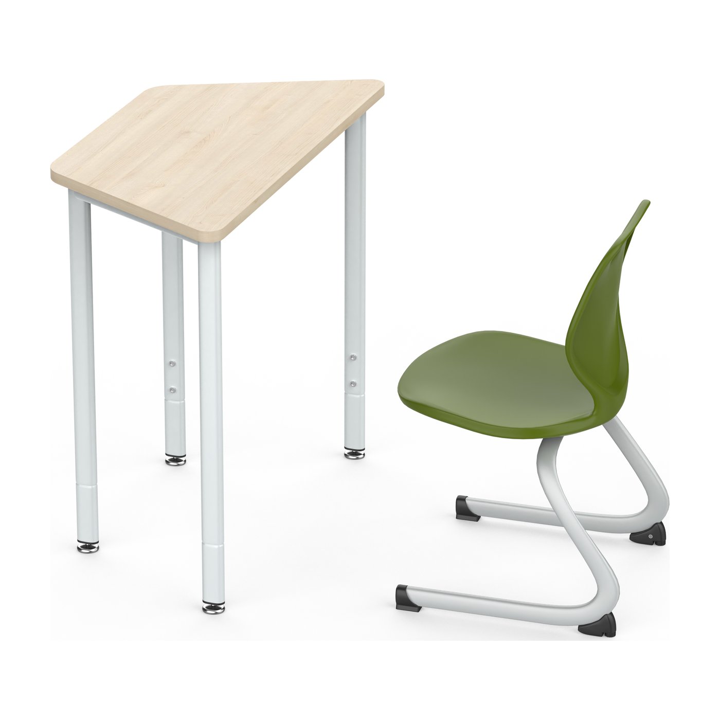 Trapezoid collaborative desk + cantilever chair