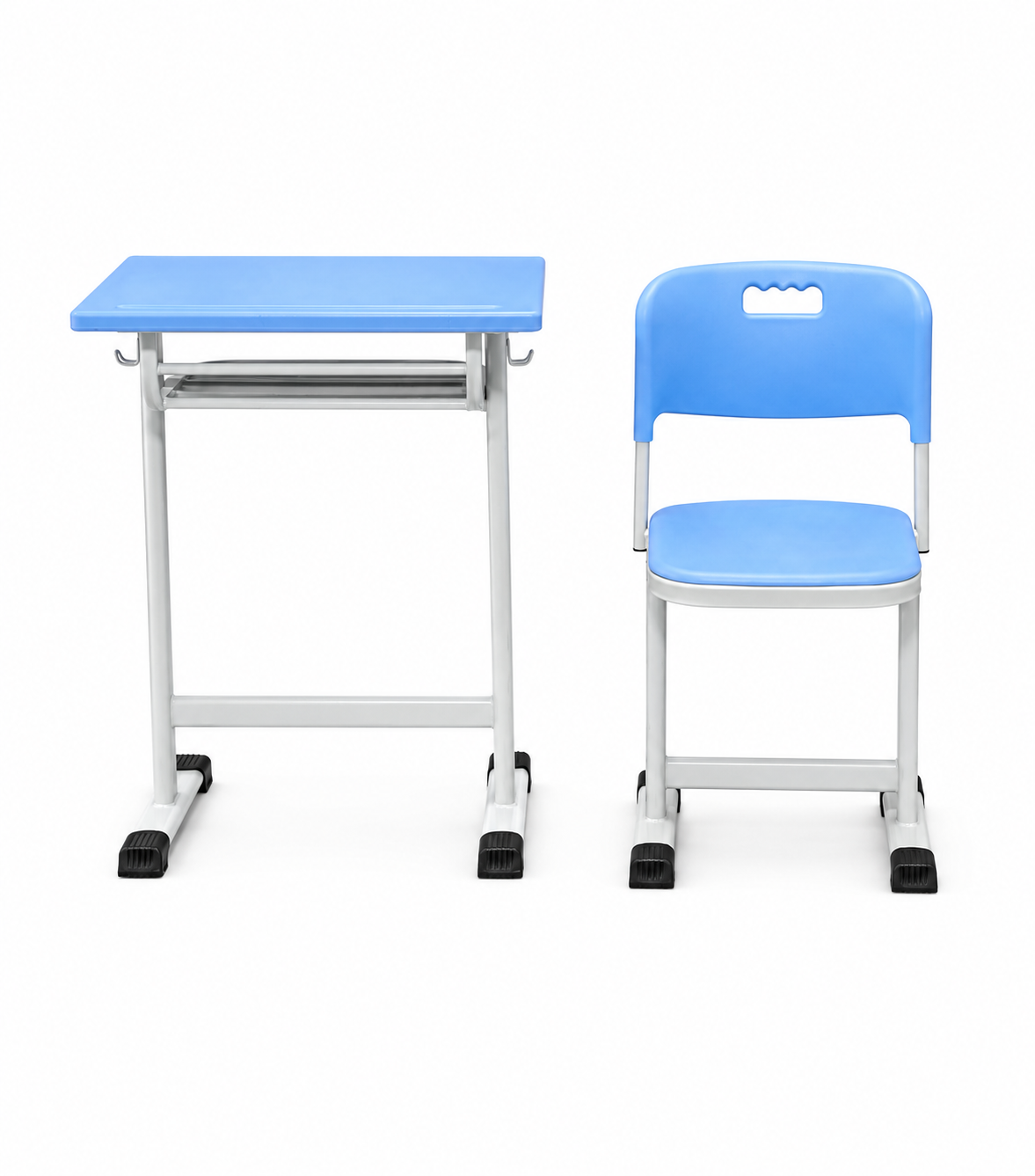 HZ-CP-905 plastic student desk and PP-shell chair set — three-quarter view
