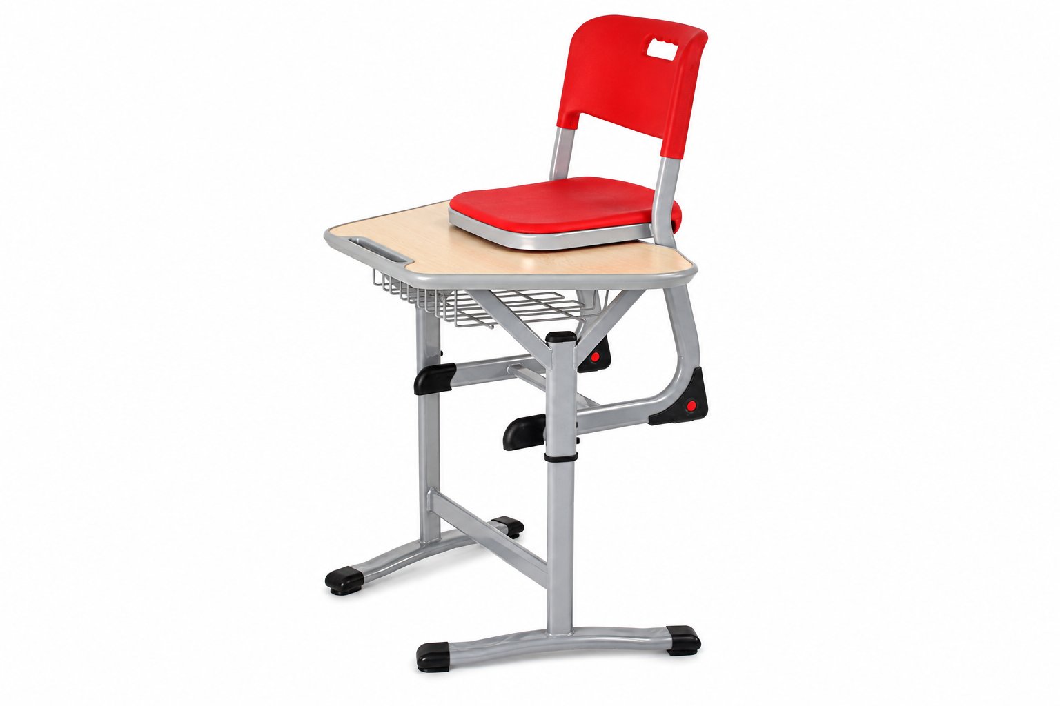 HZ-CS-715 — chair stacked on desk, storage view