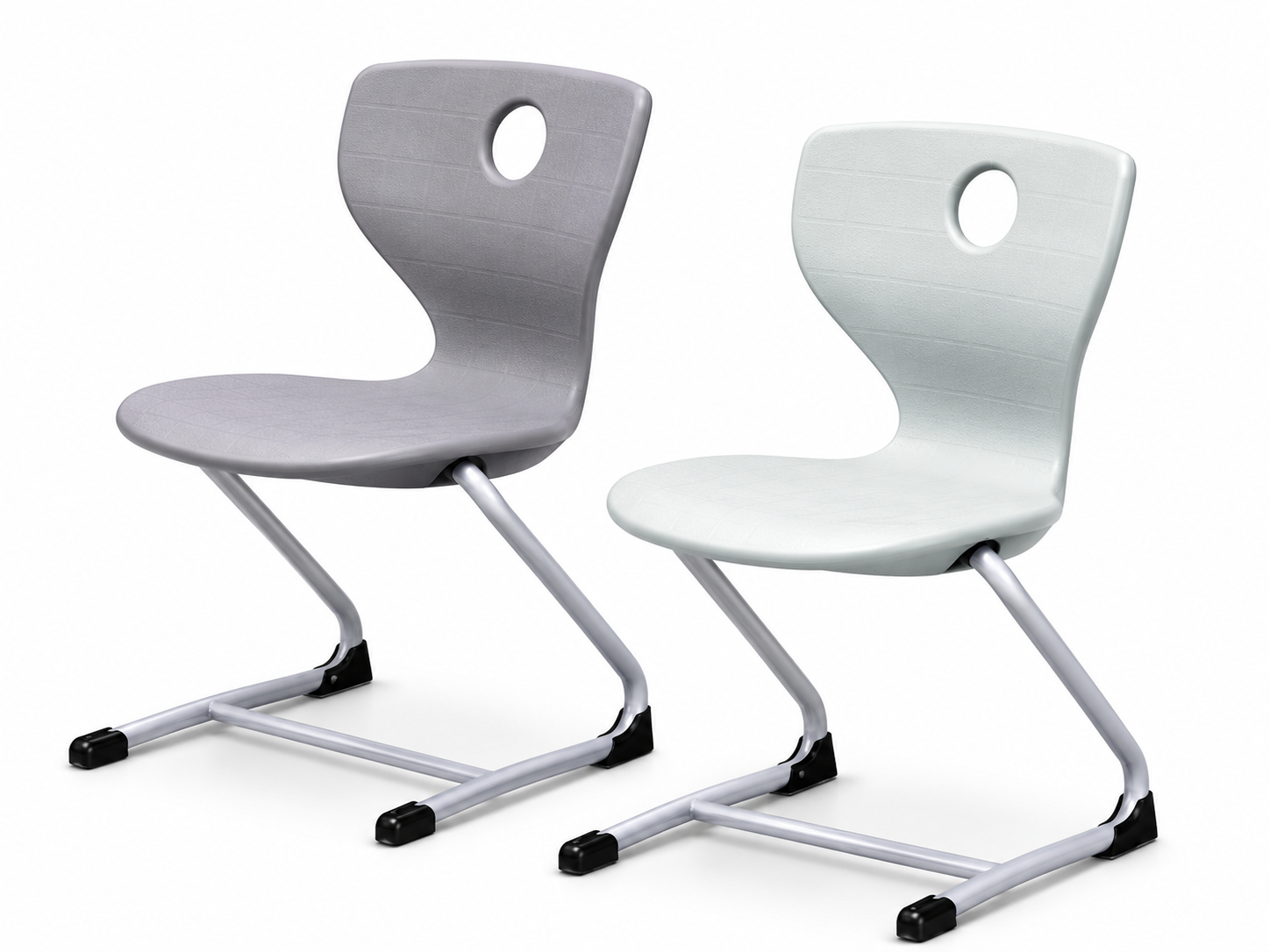 HZ-ST-625 cantilever PP chairs with ergonomic shells on C-tube steel frames